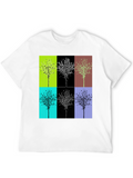 Geometric Tree Design Black T-Shirt