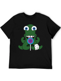 Green Alien Lollipop Graphic Tee - Black