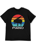 Retro Piano Sunset T-Shirt - Music Lover Tee