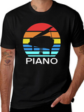 Retro Piano Sunset T-Shirt - Music Lover Tee