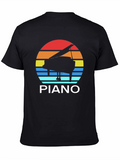 Retro Piano Sunset T-Shirt - Music Lover Tee
