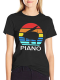 Retro Piano Sunset T-Shirt - Music Lover Tee