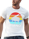 Retro Piano Sunset T-Shirt - Music Lover Tee