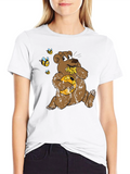 Cartoon Bear Eating Honey T-Shirt