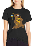 Cartoon Bear Eating Honey T-Shirt