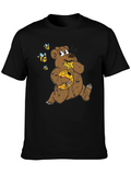 Cartoon Bear Eating Honey T-Shirt
