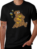 Cartoon Bear Eating Honey T-Shirt
