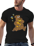 Cartoon Bear Eating Honey T-Shirt