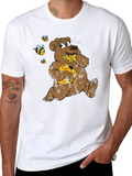 Cartoon Bear Eating Honey T-Shirt