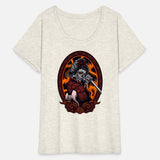 Geisha Skull Woman Knife Red Framed Revenge Flower