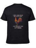 Calm Head Rooster Graphic Black T-Shirt