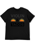 Violin & Tacos Black Graphic Tee
