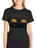 Violin & Tacos Black Graphic Tee