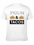 Violin & Tacos Black Graphic Tee
