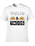 Violin & Tacos Black Graphic Tee