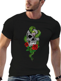 Skull Snake & Roses Graphic T-Shirt