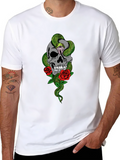Skull Snake & Roses Graphic T-Shirt