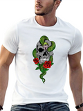 Skull Snake & Roses Graphic T-Shirt