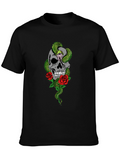 Skull Snake & Roses Graphic T-Shirt