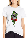 Skull Snake & Roses Graphic T-Shirt