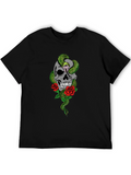 Skull Snake & Roses Graphic T-Shirt