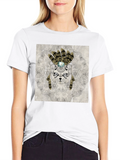Sugar Skull Cat Graphic T-Shirt - Black