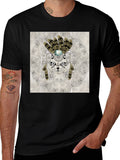 Sugar Skull Cat Graphic T-Shirt - Black