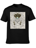 Sugar Skull Cat Graphic T-Shirt - Black