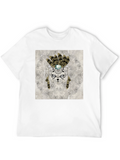 Sugar Skull Cat Graphic T-Shirt - Black