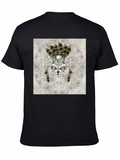 Sugar Skull Cat Graphic T-Shirt - Black