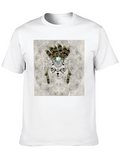 Sugar Skull Cat Graphic T-Shirt - Black