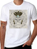 Sugar Skull Cat Graphic T-Shirt - Black
