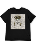 Sugar Skull Cat Graphic T-Shirt - Black