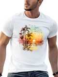Sunset Beach Palm Tree Graphic Tee
