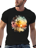 Sunset Beach Palm Tree Graphic Tee