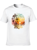 Sunset Beach Palm Tree Graphic Tee
