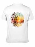 Sunset Beach Palm Tree Graphic Tee