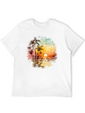 Sunset Beach Palm Tree Graphic Tee