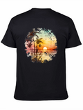Sunset Beach Palm Tree Graphic Tee