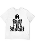 Graphic Print Black Tee - Skeleton