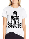 Graphic Print Black Tee - Skeleton