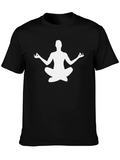 Yoga Pose Graphic Tee - Black Cotton Blend