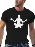 Yoga Pose Graphic Tee - Black Cotton Blend