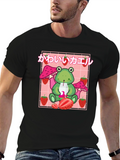 Kawaii Frog Strawberry Black T-Shirt