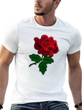 Black Rose T-Shirt - Embroidered Red Rose