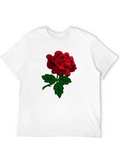 Black Rose T-Shirt - Embroidered Red Rose