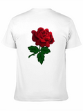 Black Rose T-Shirt - Embroidered Red Rose