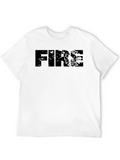 Distressed FIRE Graphic T-Shirt - Black