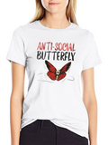 Anti-Social Butterfly Graphic T-Shirt