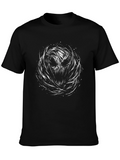 Mens Black T-Shirt with Abstract Skull Design